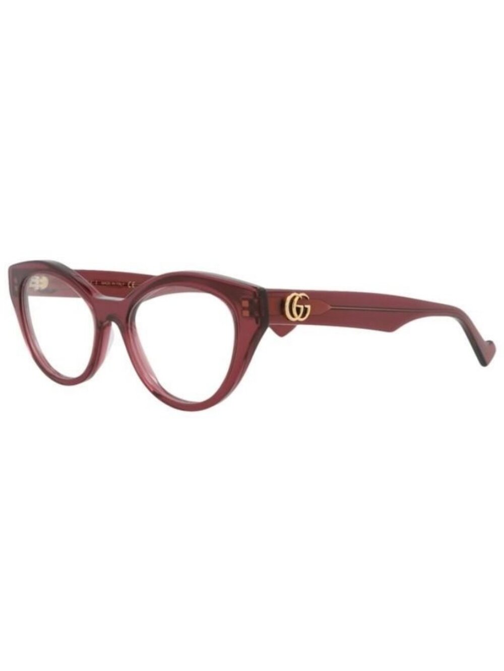 New Gucci Womens Cat Eye Burgundy Burgundy Transparent Fashion Designer Eyeglass